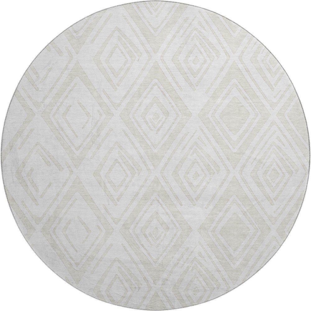 Premium Machine Washable Mayfield AMF737 Pearl 8' x 8' Round Rug. Picture 1