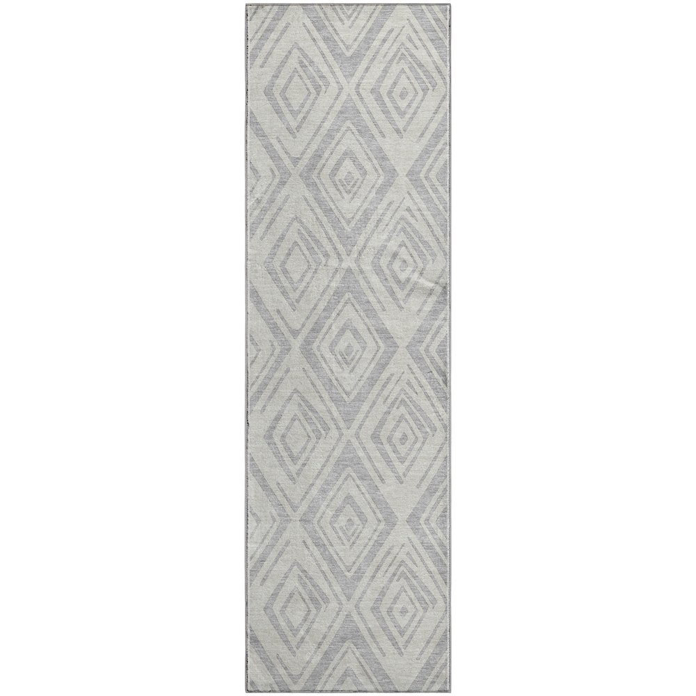Premium Machine Washable Mayfield AMF737 Pewter 2'3" x 7'6" Runner Rug. Picture 1