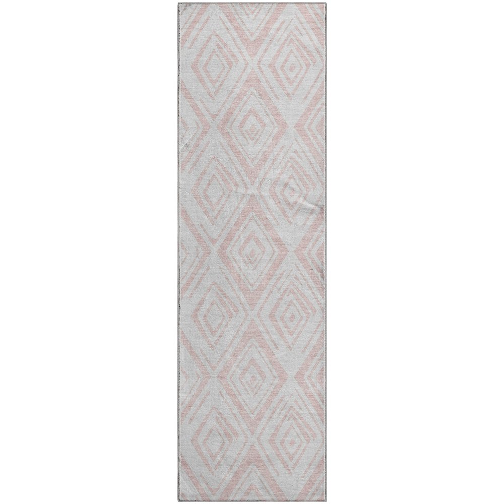 Premium Machine Washable Mayfield AMF737 Pink 2'3" x 7'6" Runner Rug. Picture 1
