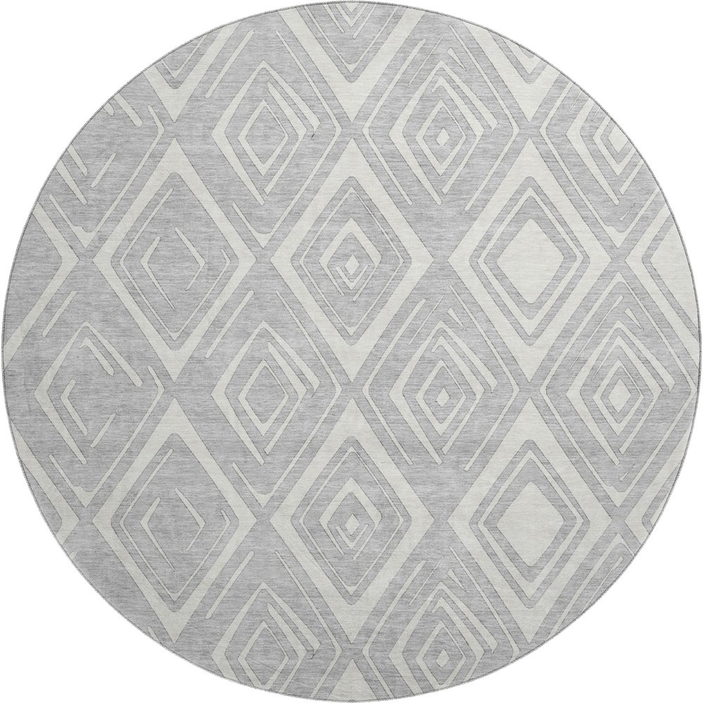 Premium Machine Washable Mayfield AMF737 Silver 8' x 8' Round Rug. Picture 1