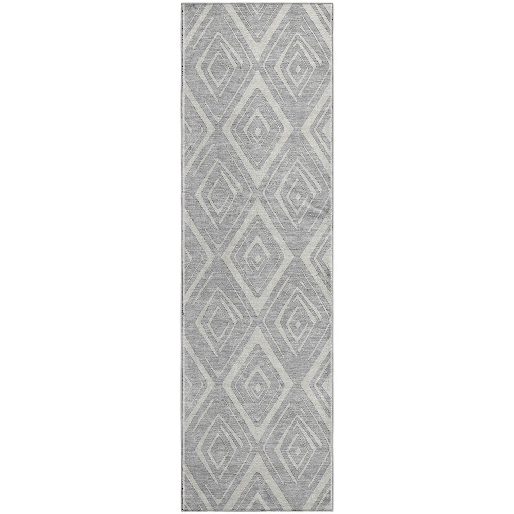 Premium Machine Washable Mayfield AMF737 Silver 2'3" x 7'6" Runner Rug. Picture 1