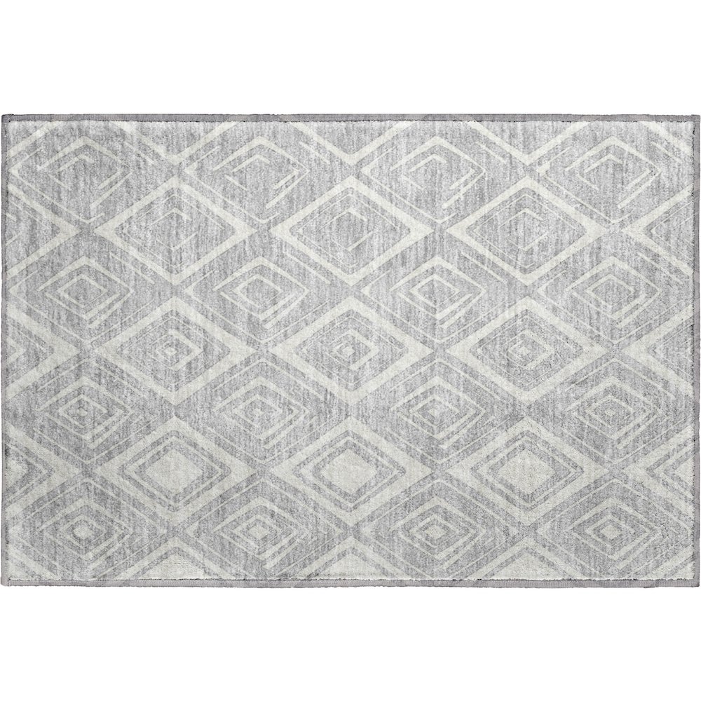 Premium Machine Washable Mayfield AMF737 Silver 1'8" x 2'6" Rug. Picture 1