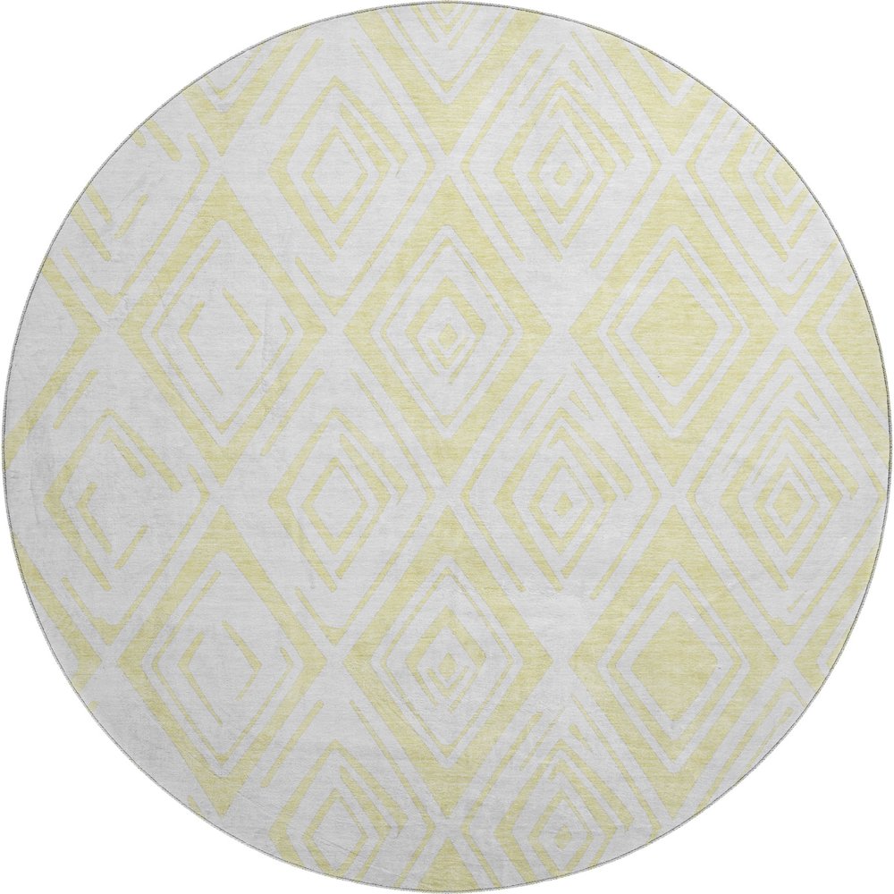 Premium Machine Washable Mayfield AMF737 Yellow 8' x 8' Round Rug. Picture 1
