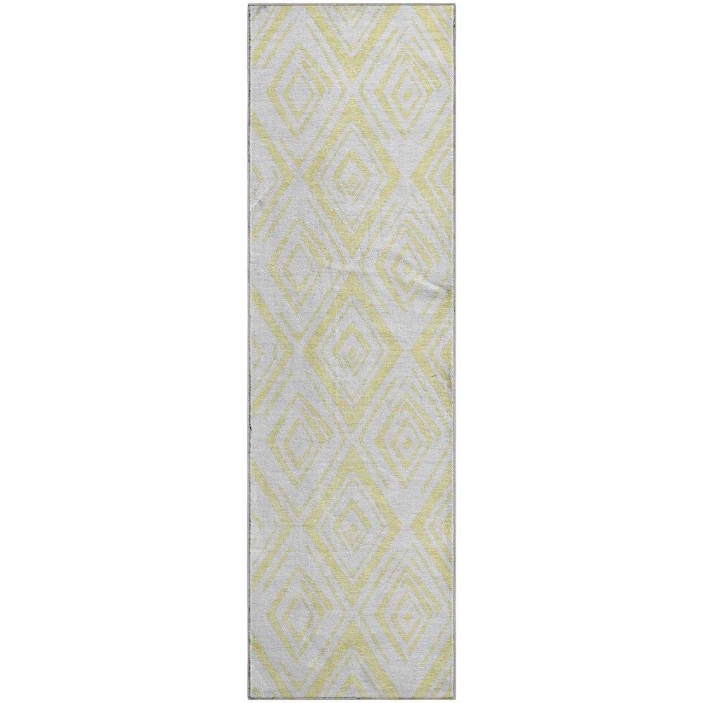 Premium Machine Washable Mayfield AMF737 Yellow 2'3" x 7'6" Runner Rug. Picture 1