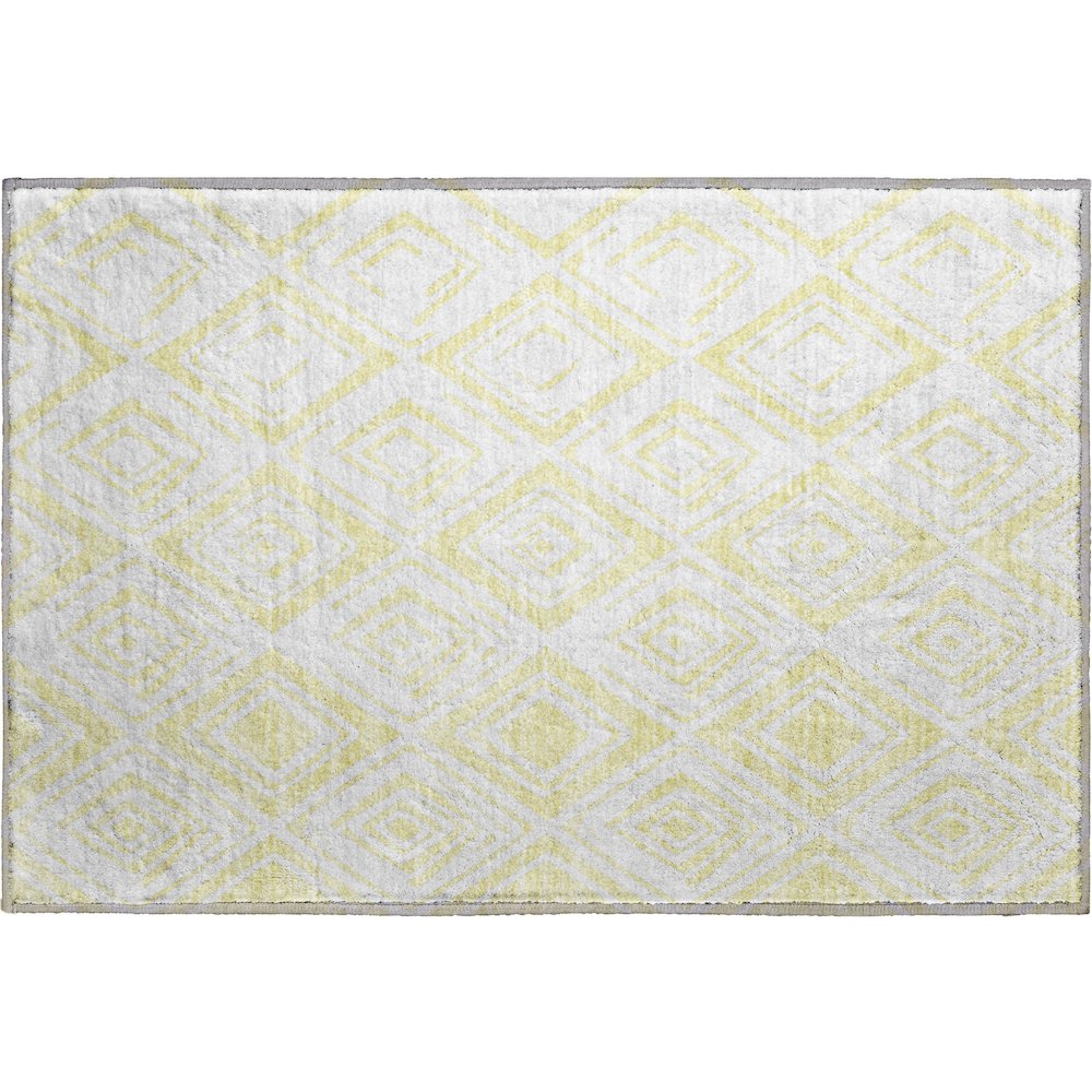 Premium Machine Washable Mayfield AMF737 Yellow 1'8" x 2'6" Rug. Picture 1