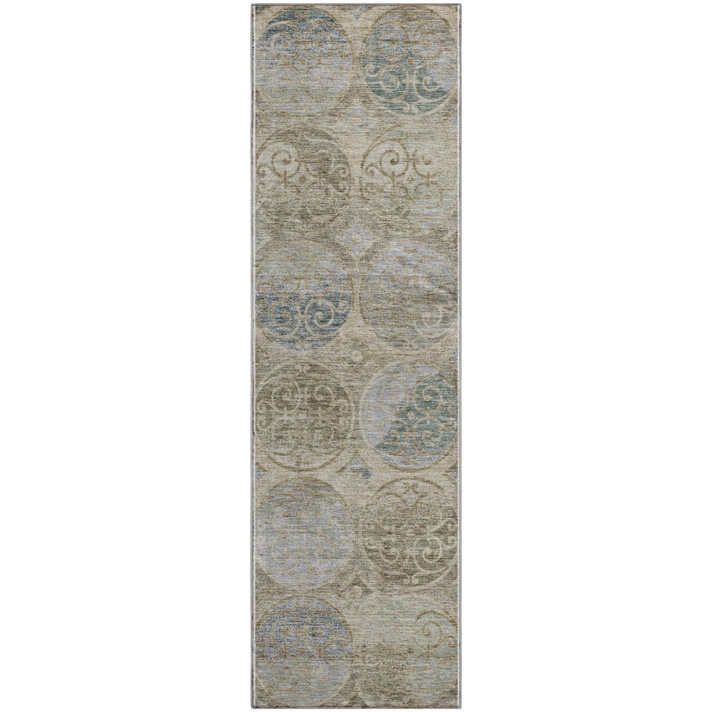Premium Machine Washable Mayfield AMF738 Beige 2'3" x 7'6" Runner Rug. Picture 1