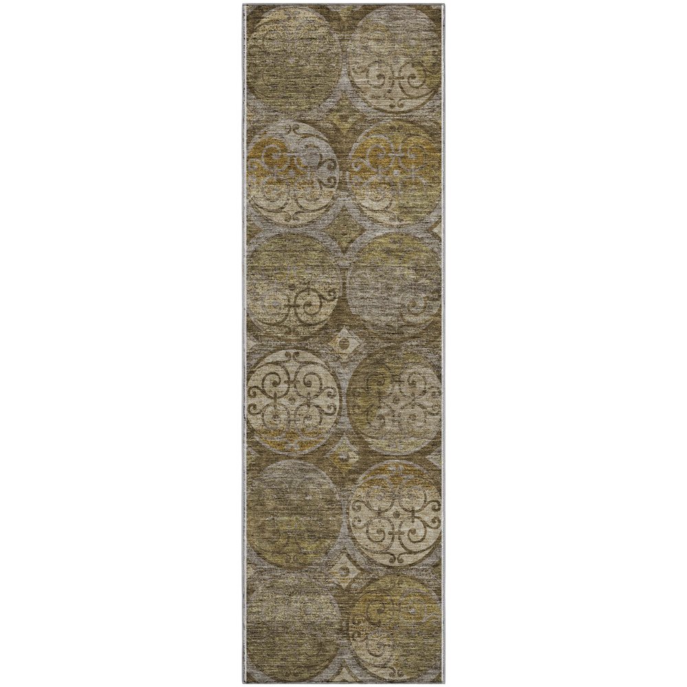 Premium Machine Washable Mayfield AMF738 Brown 2'3" x 7'6" Runner Rug. Picture 1