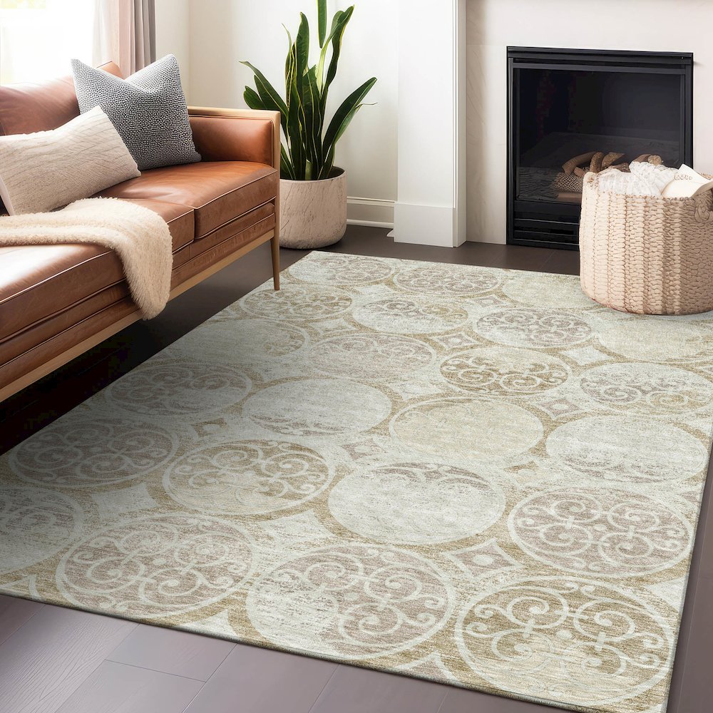 Premium Machine Washable Mayfield AMF738 Ivory 2'6" x 3'10" Rug. Picture 6