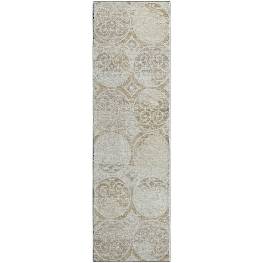 Premium Machine Washable Mayfield AMF738 Ivory 2'3" x 7'6" Runner Rug. Picture 1
