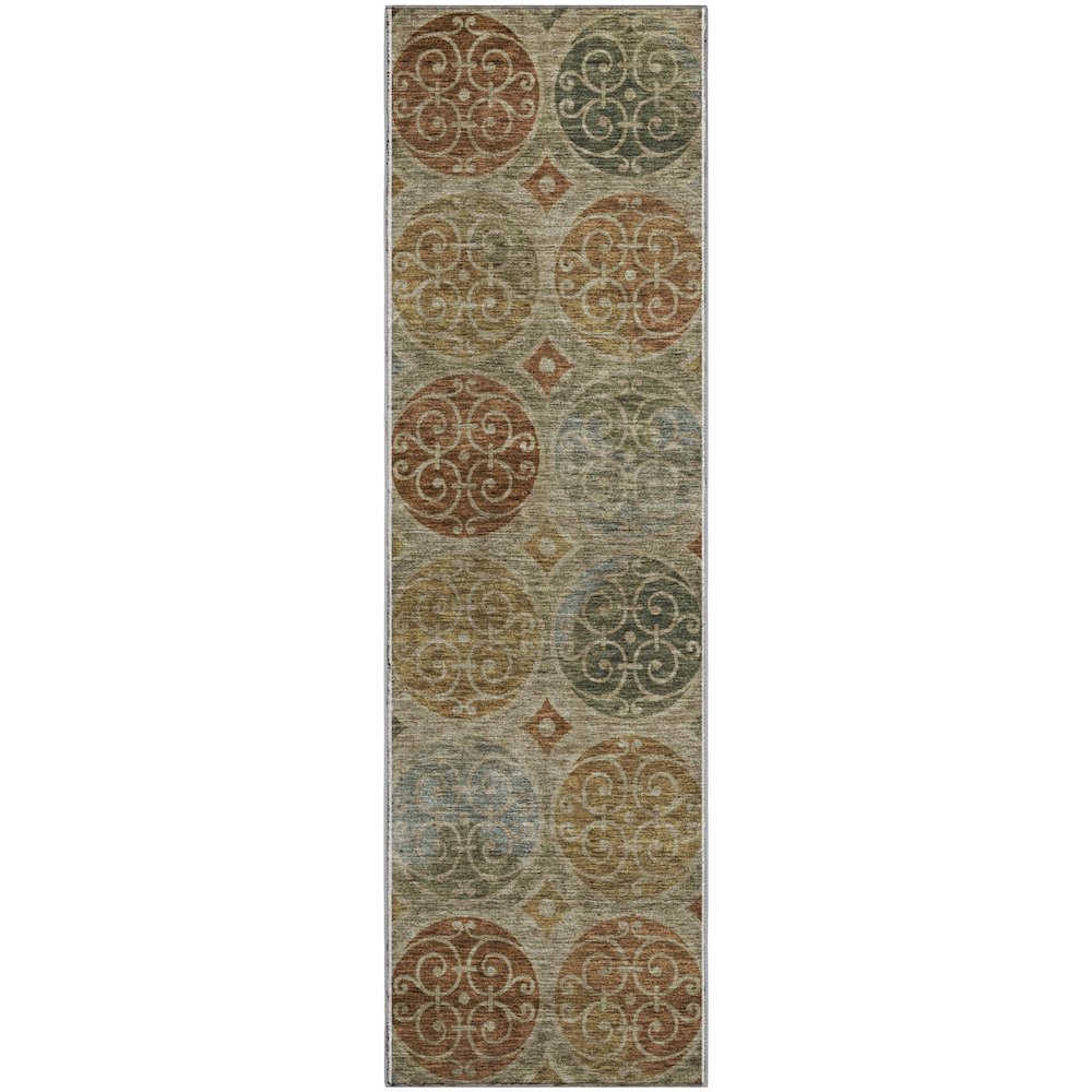 Premium Machine Washable Mayfield AMF738 Taupe 2'3" x 7'6" Runner Rug. Picture 1