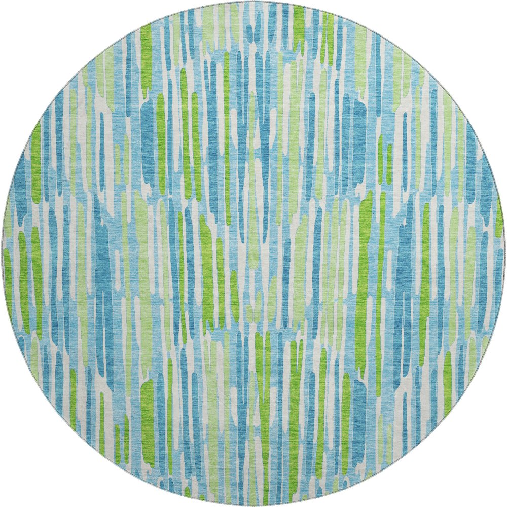 Premium Machine Washable Mayfield AMF739 Aqua 8' x 8' Round Rug. Picture 1