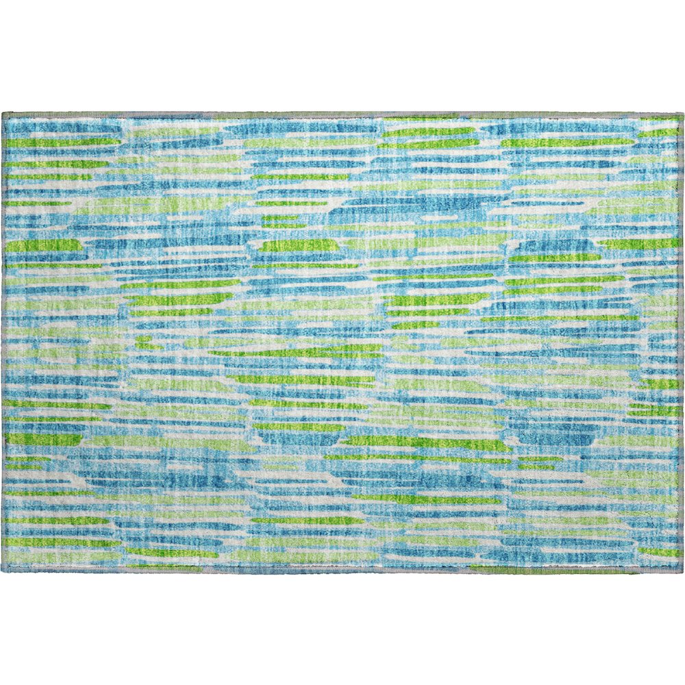 Premium Machine Washable Mayfield AMF739 Aqua 1'8" x 2'6" Rug. Picture 1
