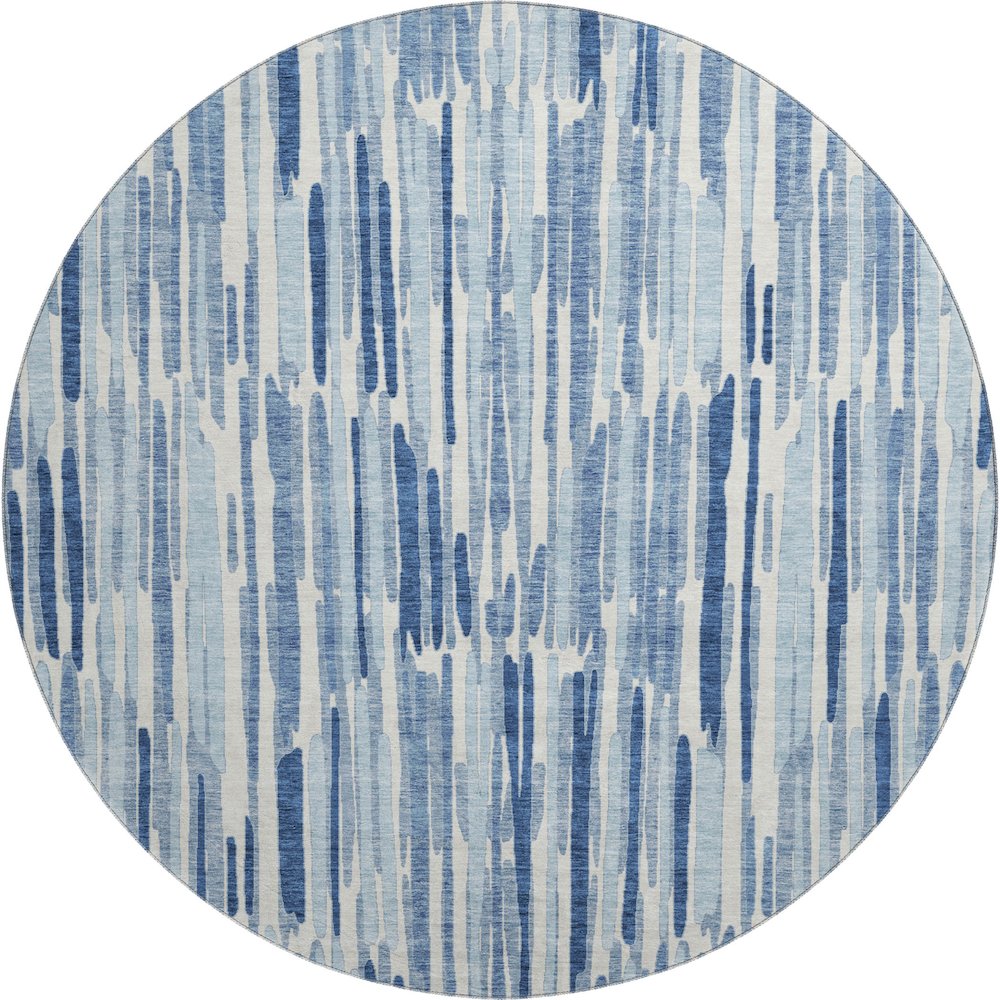 Premium Machine Washable Mayfield AMF739 Blue 8' x 8' Round Rug. Picture 1