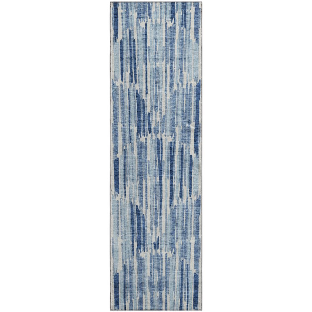 Premium Machine Washable Mayfield AMF739 Blue 2'3" x 7'6" Runner Rug. Picture 1