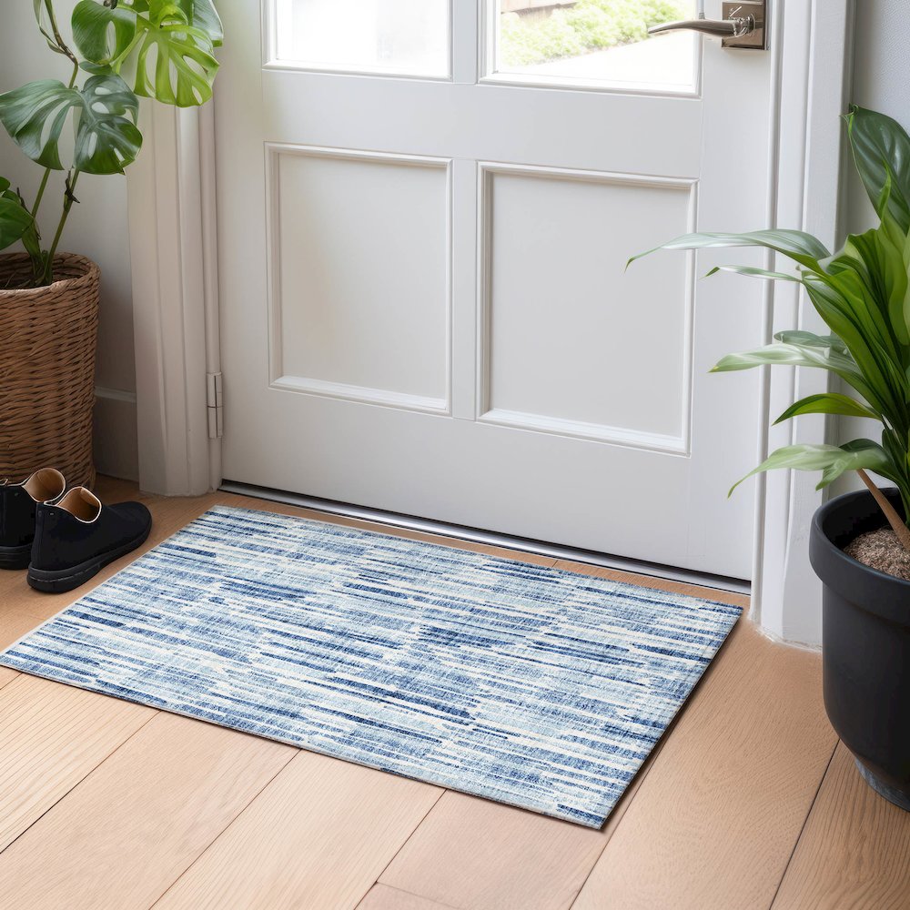Premium Machine Washable Mayfield AMF739 Blue 1'8" x 2'6" Rug. Picture 5