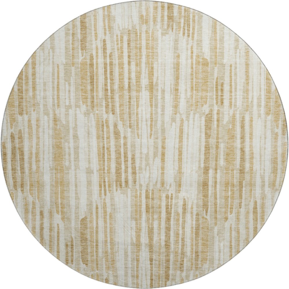 Premium Machine Washable Mayfield AMF739 Gold 8' x 8' Round Rug. Picture 1