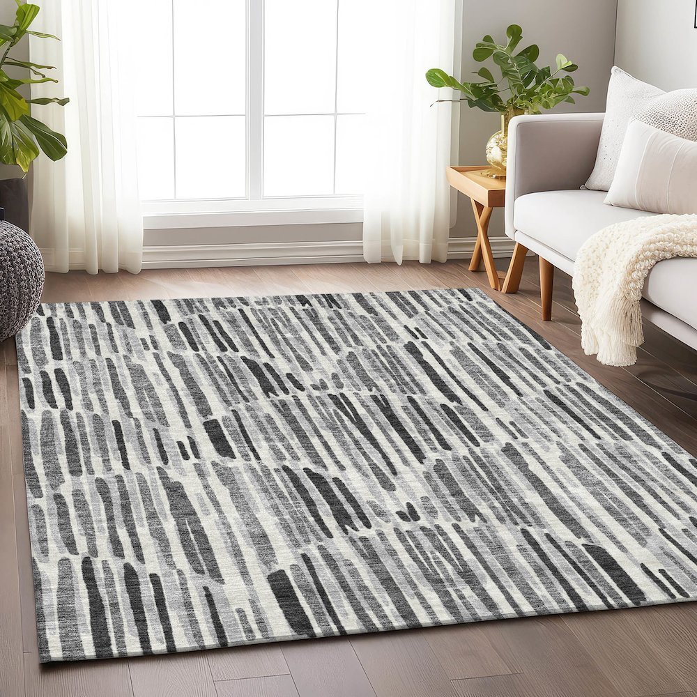 Premium Machine Washable Mayfield AMF739 Gray 2'6" x 3'10" Rug. Picture 5