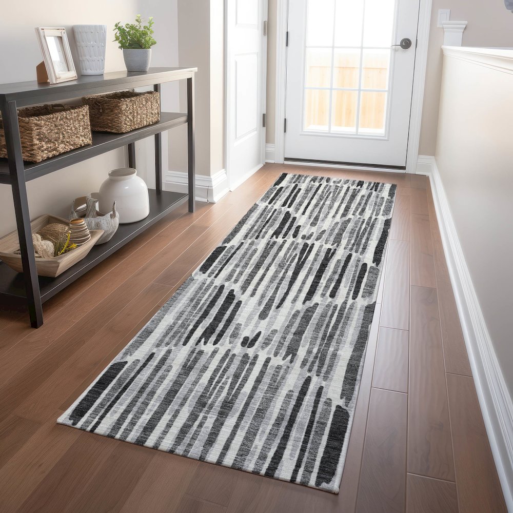 Premium Machine Washable Mayfield AMF739 Gray 2'3" x 7'6" Runner Rug. Picture 5