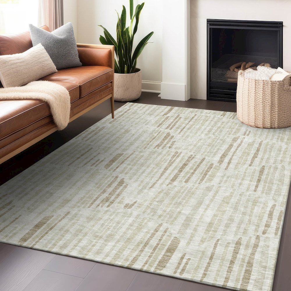 Premium Machine Washable Mayfield AMF739 Ivory 2'6" x 3'10" Rug. Picture 6