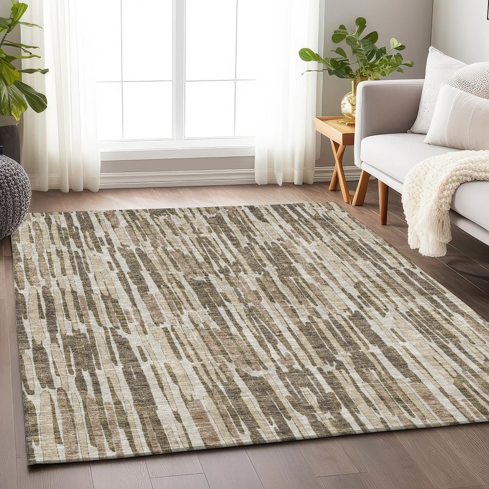 Premium Machine Washable Mayfield AMF739 Mocha 2'6" x 3'10" Rug. Picture 5