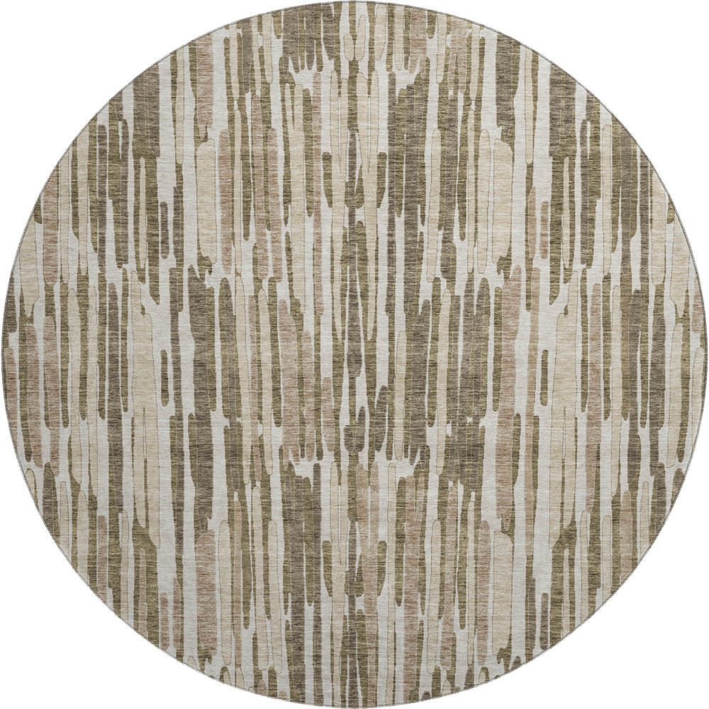Premium Machine Washable Mayfield AMF739 Mocha 8' x 8' Round Rug. Picture 1