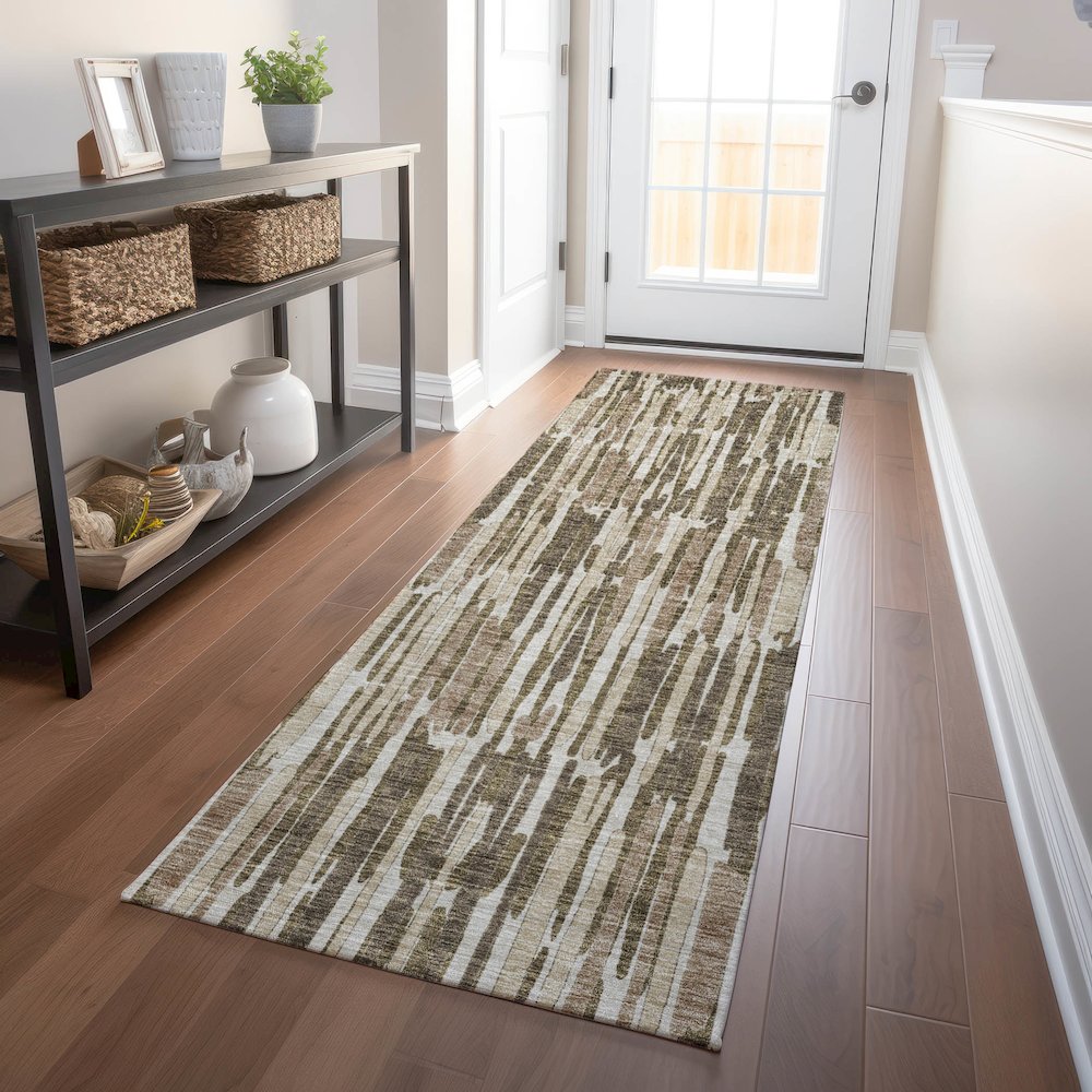 Premium Machine Washable Mayfield AMF739 Mocha 2'3" x 7'6" Runner Rug. Picture 5