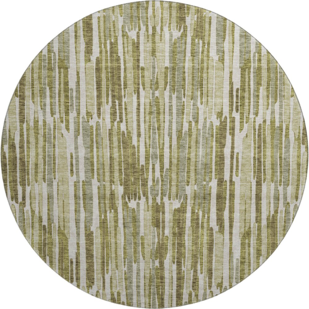 Premium Machine Washable Mayfield AMF739 Olive 8' x 8' Round Rug. Picture 1