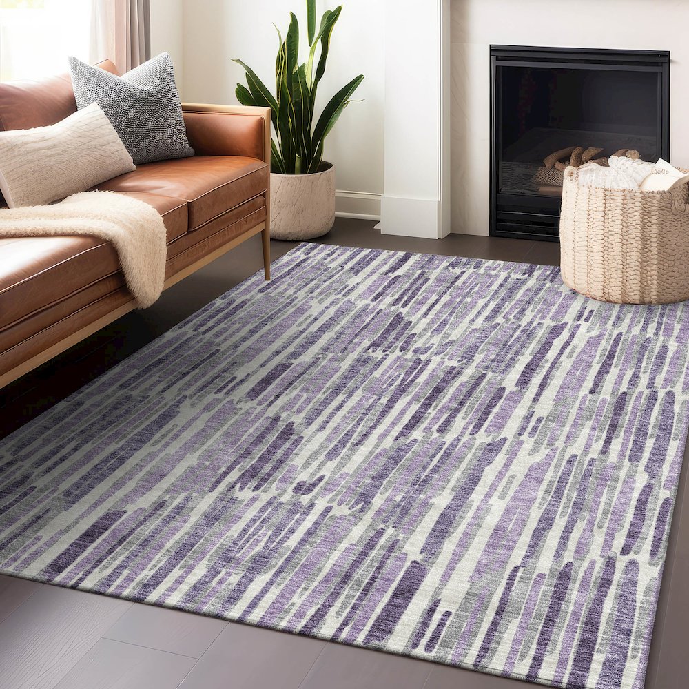 Premium Machine Washable Mayfield AMF739 Purple 2'6" x 3'10" Rug. Picture 6