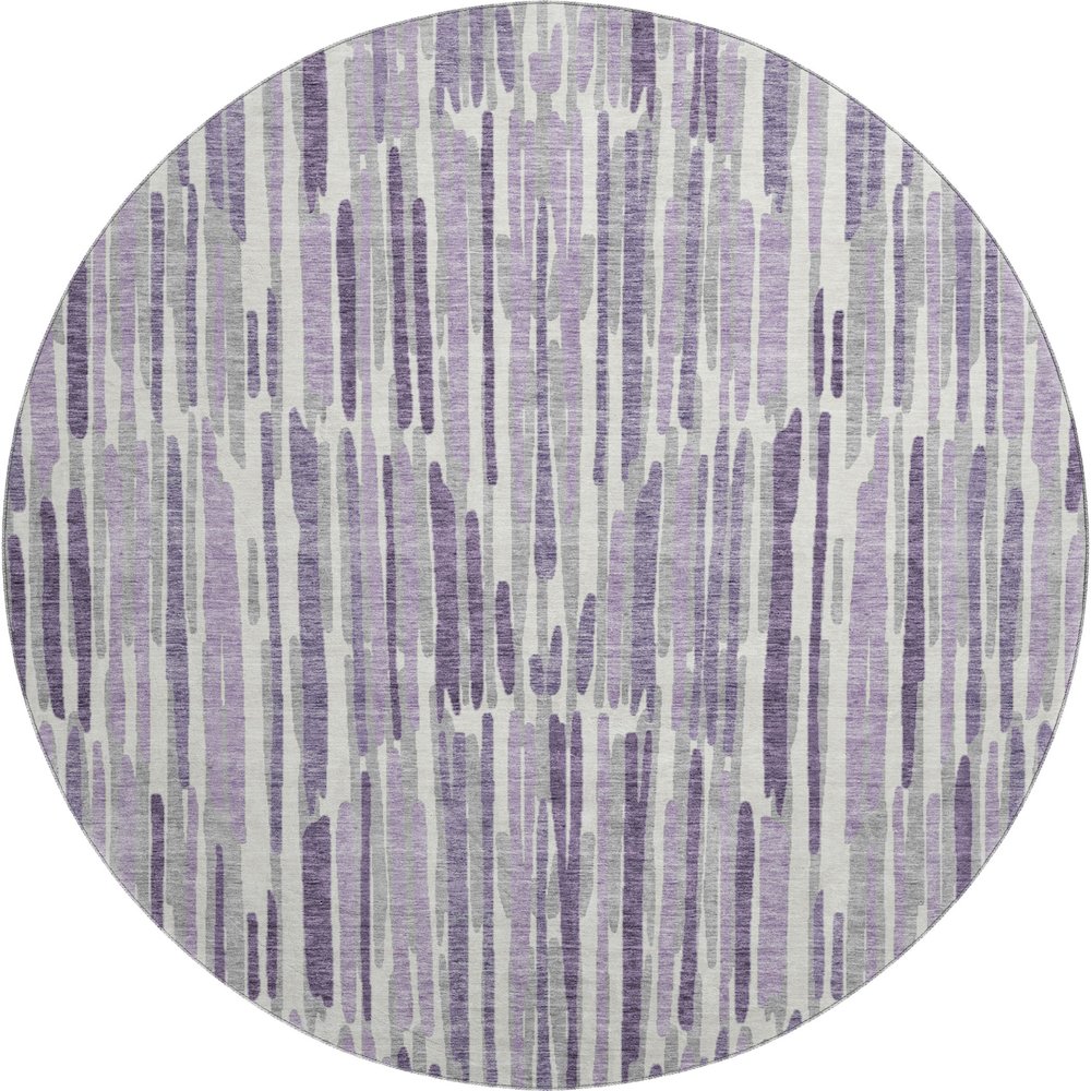 Premium Machine Washable Mayfield AMF739 Purple 8' x 8' Round Rug. Picture 1