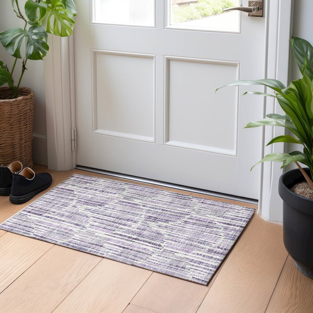 Premium Machine Washable Mayfield AMF739 Purple 1'8" x 2'6" Rug. Picture 5