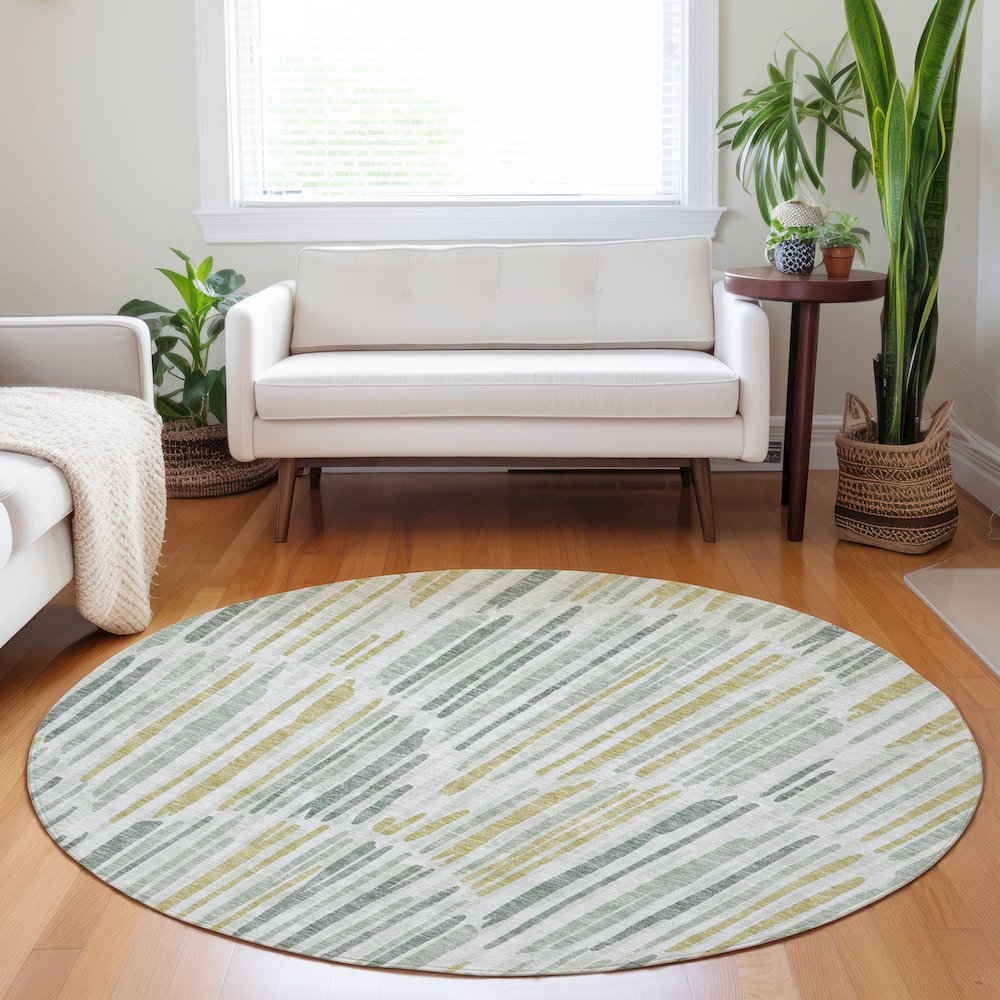 Premium Machine Washable Mayfield AMF739 Sage 8' x 8' Round Rug. Picture 5