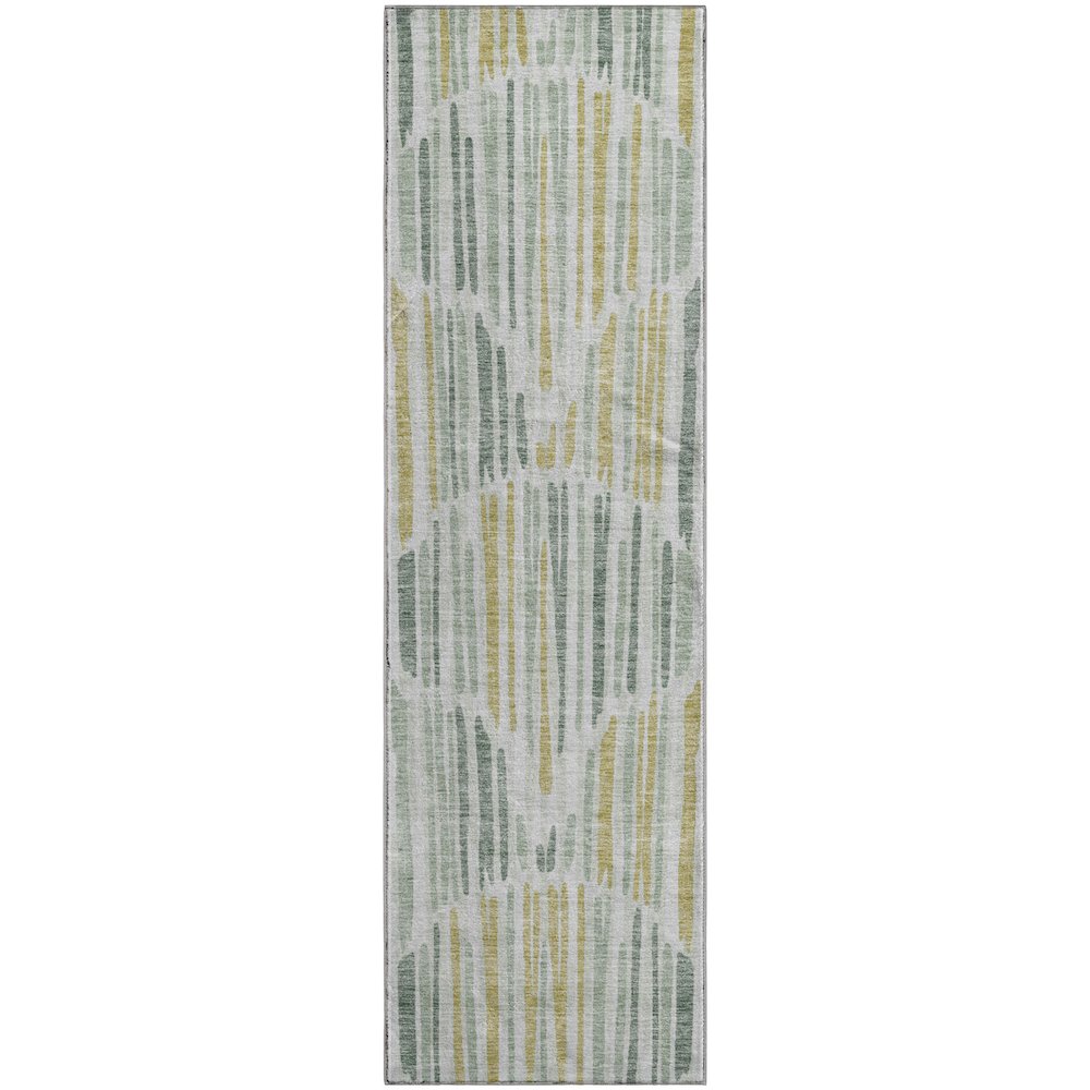 Premium Machine Washable Mayfield AMF739 Sage 2'3" x 7'6" Runner Rug. Picture 1