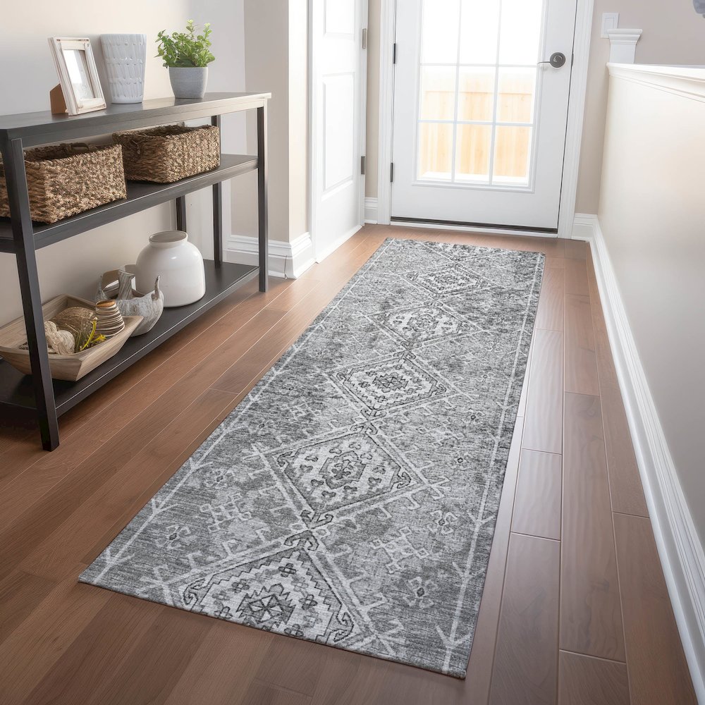 Premium Machine Washable Mayfield  Ash 2'3" x 7'6" Runner Rug. Picture 5