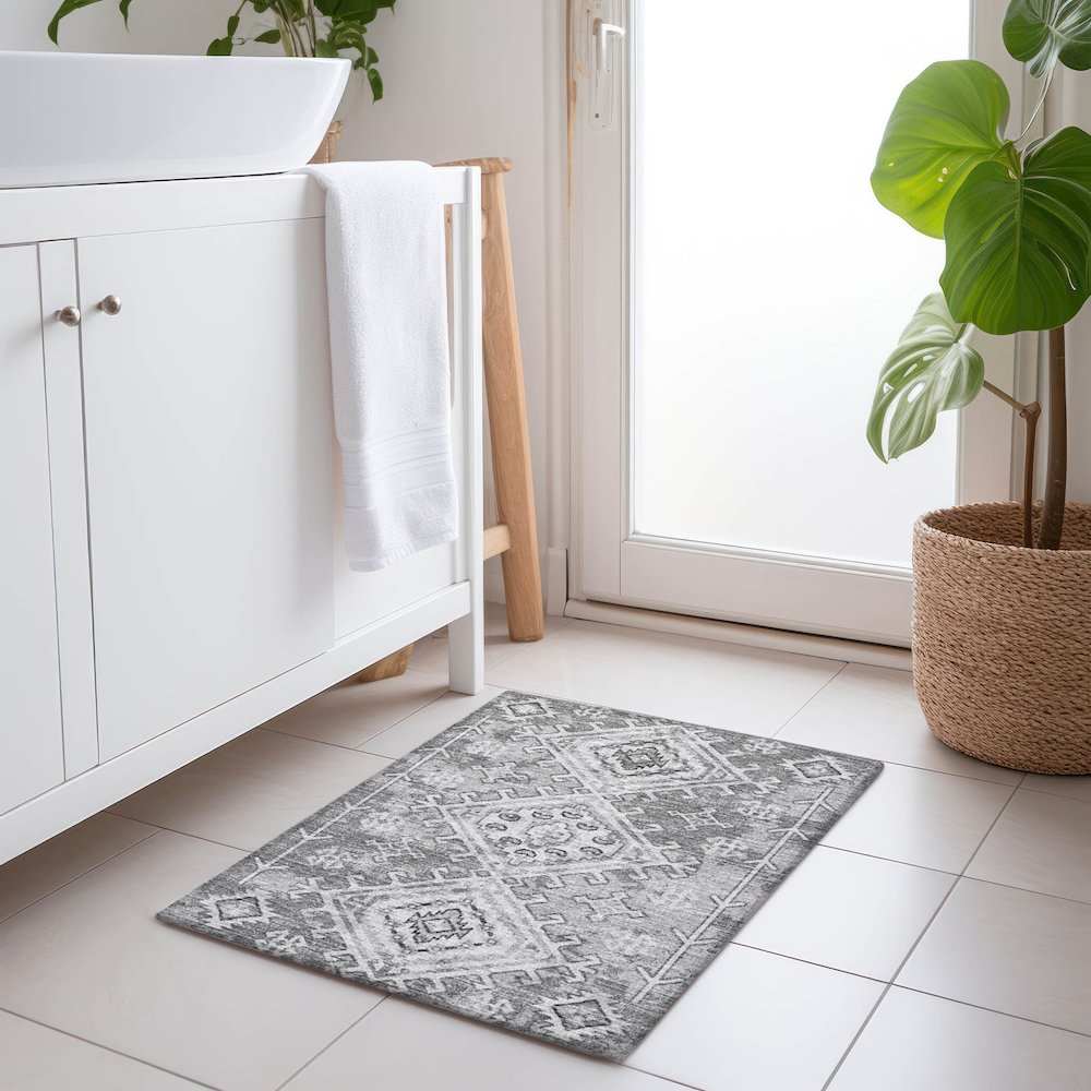 Premium Machine Washable Mayfield  Ash 1'8" x 2'6" Rug. Picture 5
