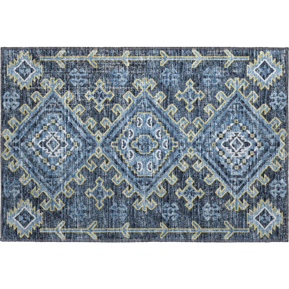Premium Machine Washable Mayfield  Blue 1'8" x 2'6" Rug. Picture 1