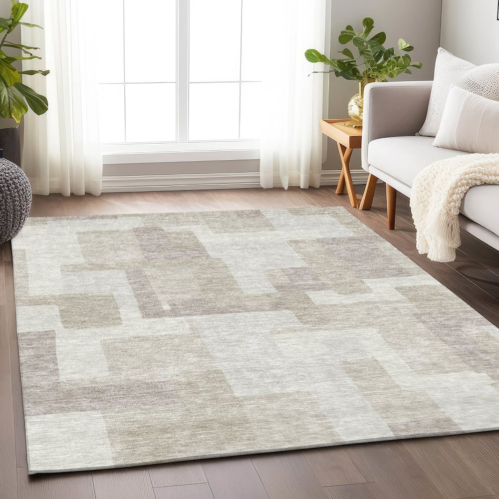 Premium Machine Washable Mayfield AMF740 Beige 2'6" x 3'10" Rug. Picture 5