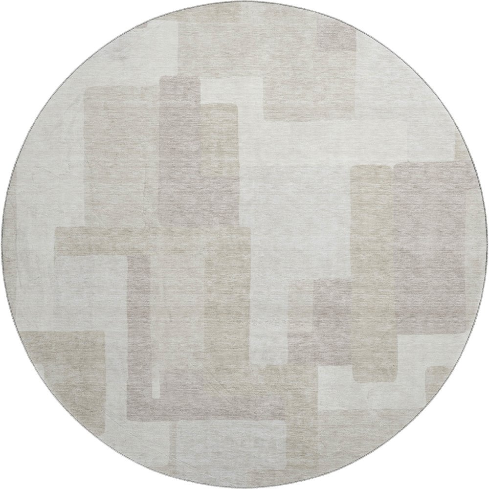 Premium Machine Washable Mayfield AMF740 Beige 8' x 8' Round Rug. Picture 1