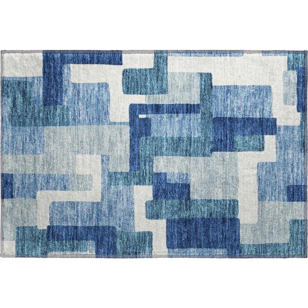 Premium Machine Washable Mayfield AMF740 Blue 1'8" x 2'6" Rug. Picture 1