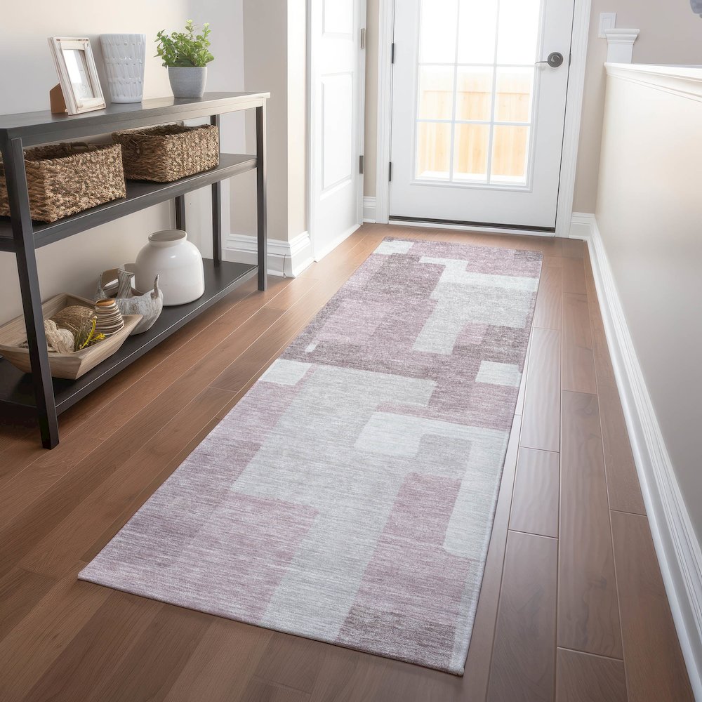 Premium Machine Washable Mayfield AMF740 Blush 2'3" x 7'6" Runner Rug. Picture 5