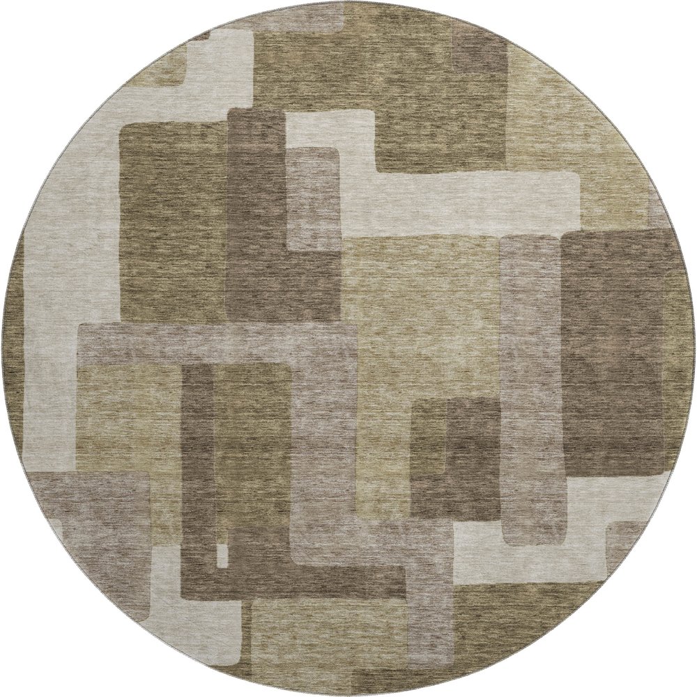 Premium Machine Washable Mayfield AMF740 Brown 8' x 8' Round Rug. Picture 1