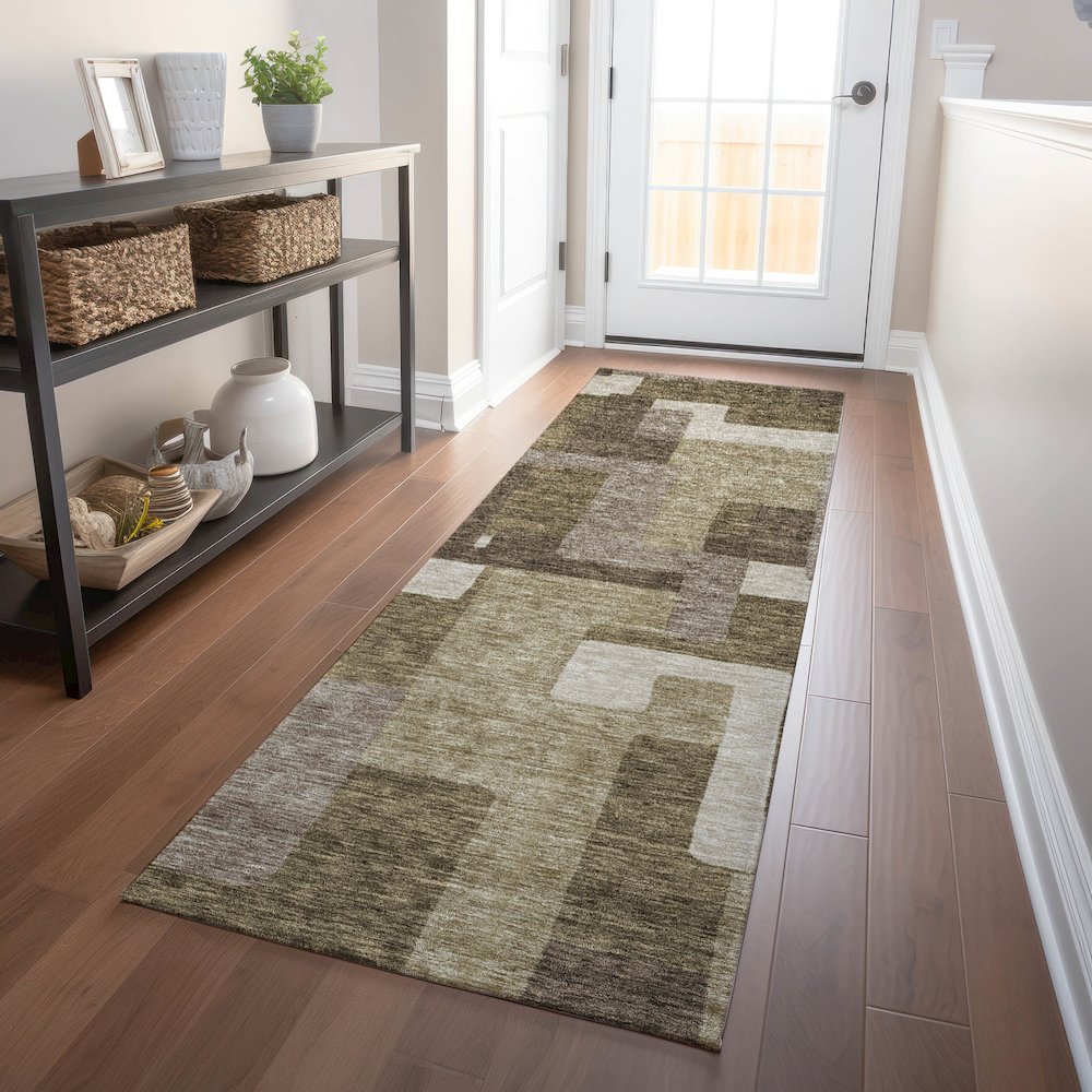 Premium Machine Washable Mayfield AMF740 Brown 2'3" x 7'6" Runner Rug. Picture 5