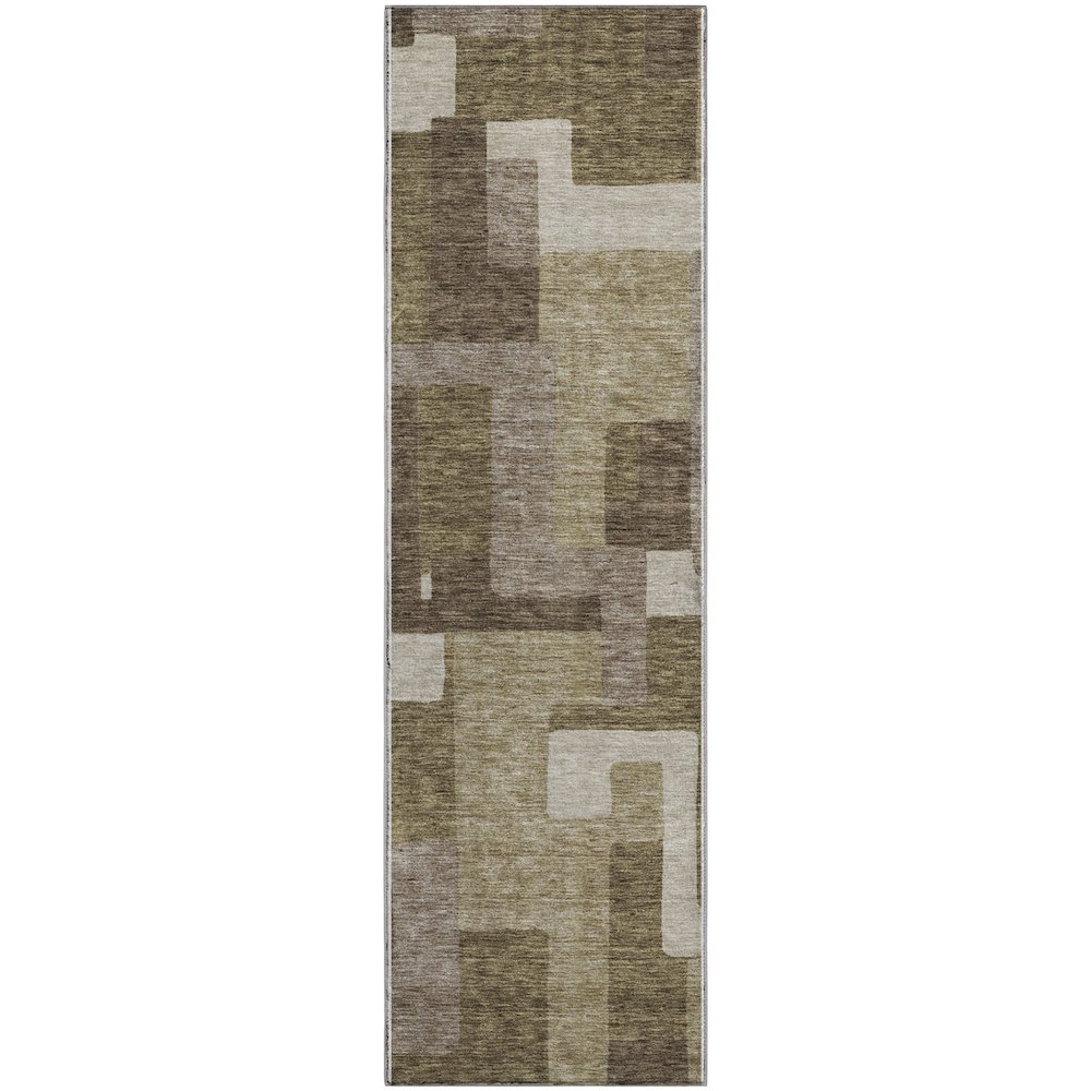 Premium Machine Washable Mayfield AMF740 Brown 2'3" x 7'6" Runner Rug. Picture 1