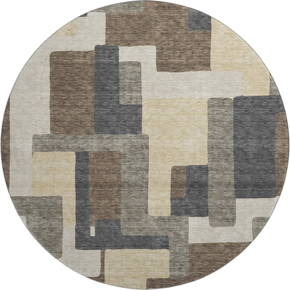 Premium Machine Washable Mayfield AMF740 Chocolate 8' x 8' Round Rug. Picture 1