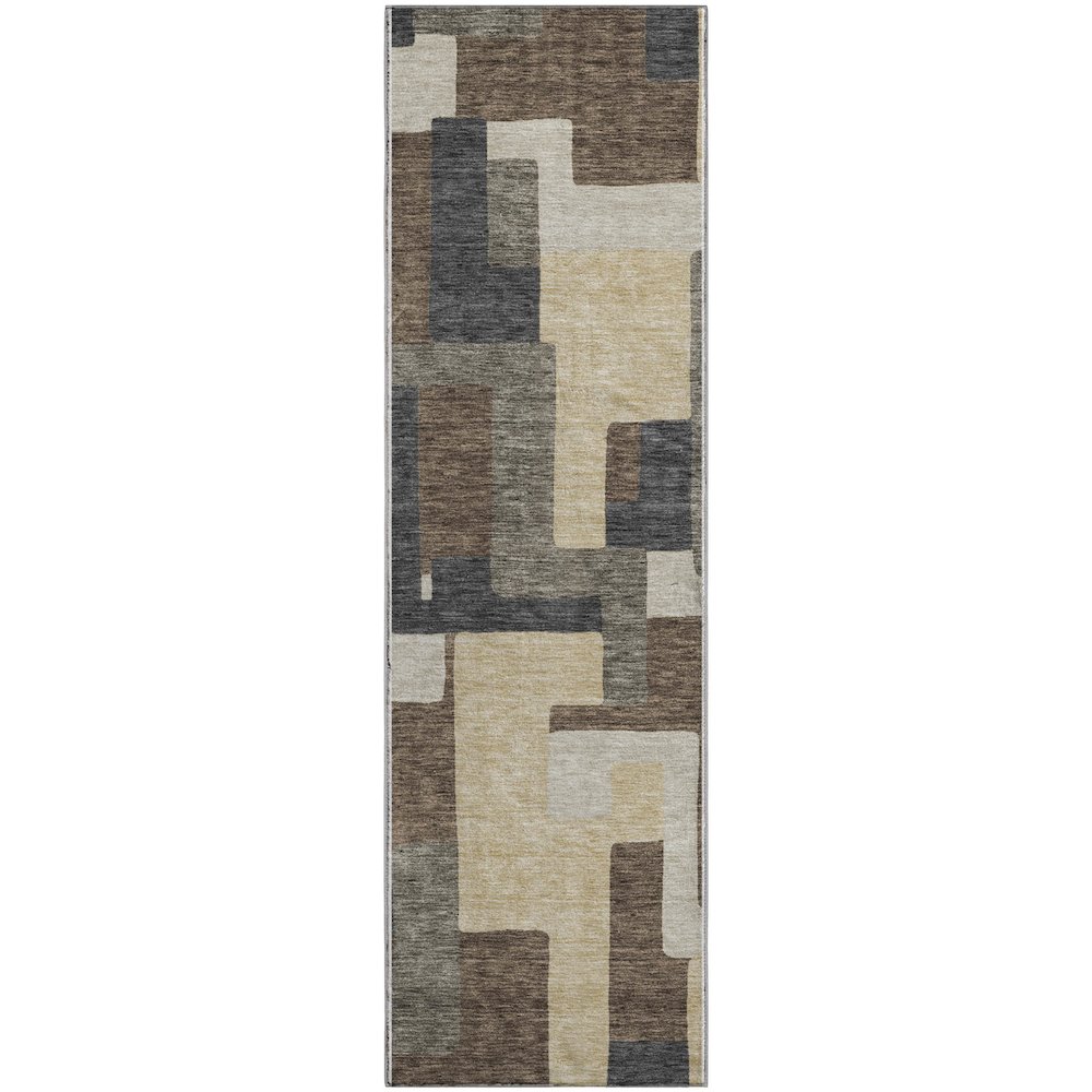 Premium Machine Washable Mayfield AMF740 Chocolate 2'3" x 7'6" Runner Rug. Picture 1