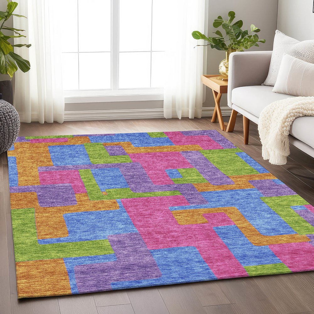Premium Machine Washable Mayfield AMF740 Purple 2'6" x 3'10" Rug. Picture 5