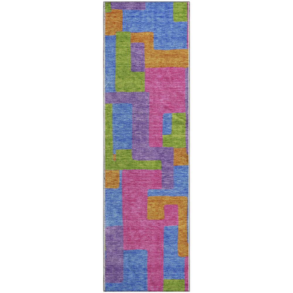 Premium Machine Washable Mayfield AMF740 Purple 2'3" x 7'6" Runner Rug. Picture 1