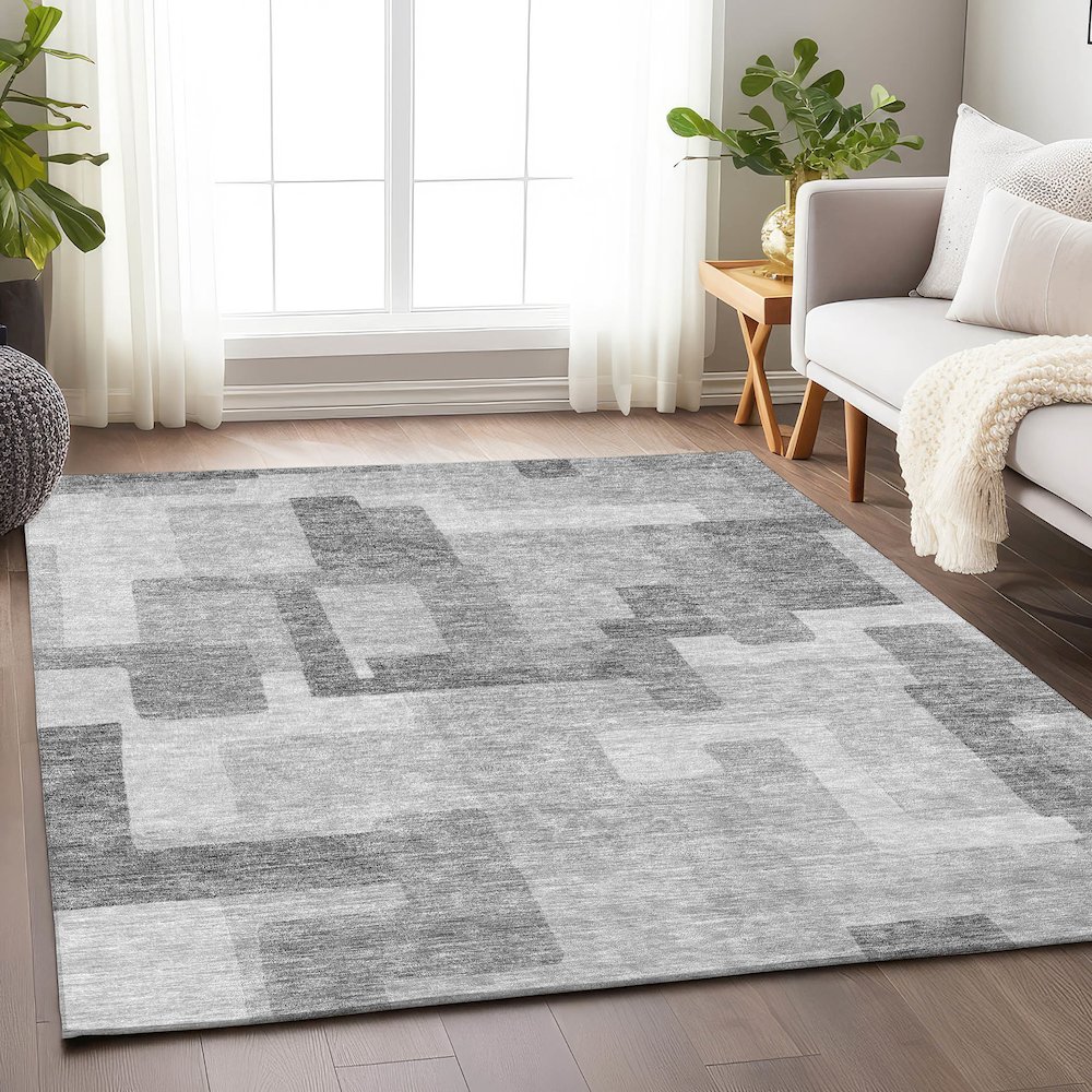 Premium Machine Washable Mayfield AMF740 Silver 2'6" x 3'10" Rug. Picture 5