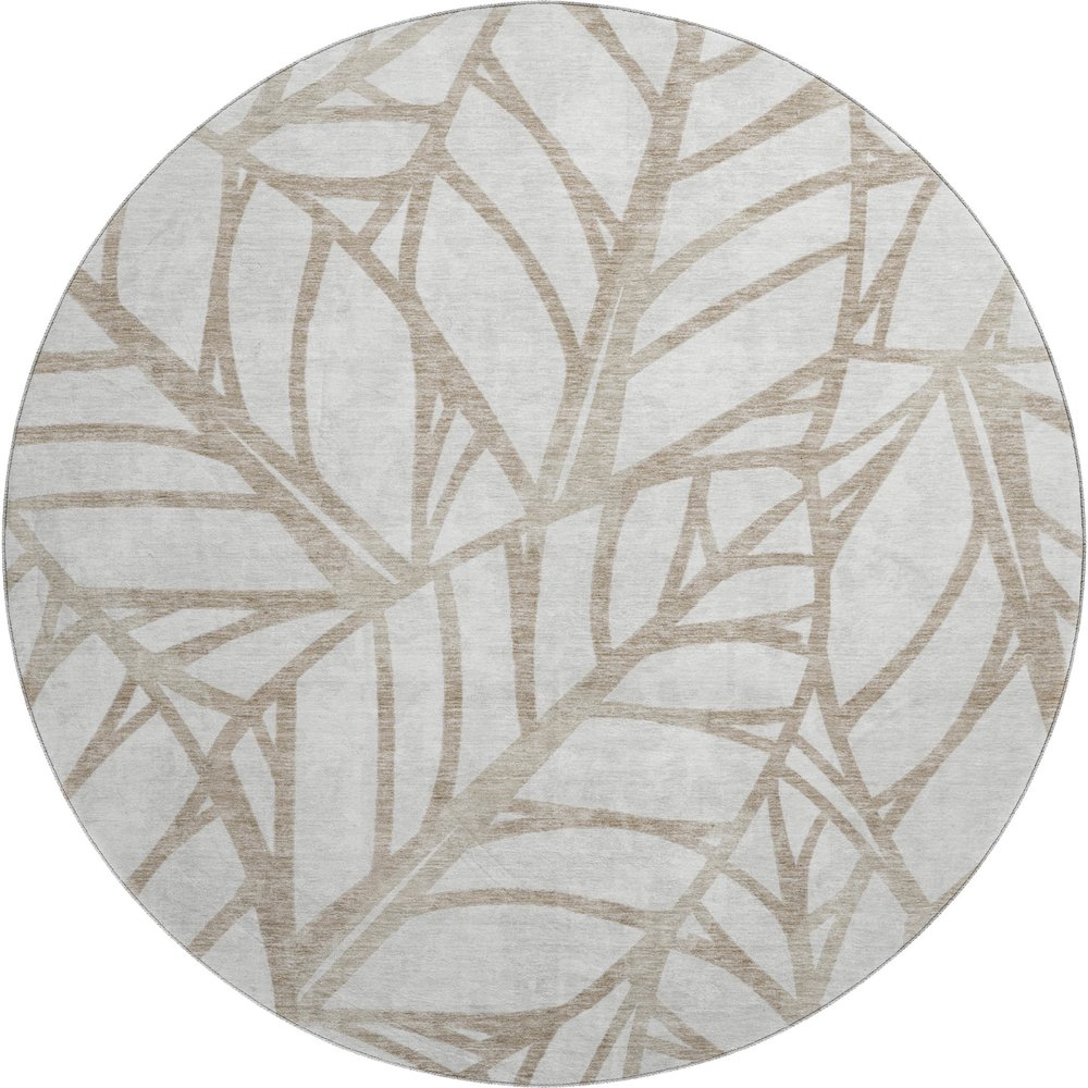 Premium Machine Washable Mayfield AMF741 Beige 8' x 8' Round Rug. Picture 1