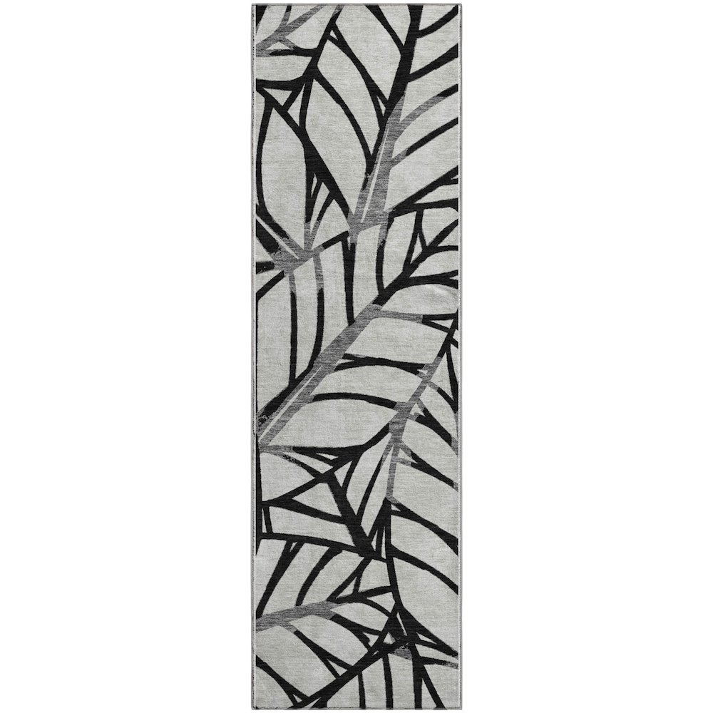 Premium Machine Washable Mayfield AMF741 Black 2'3" x 7'6" Runner Rug. Picture 1
