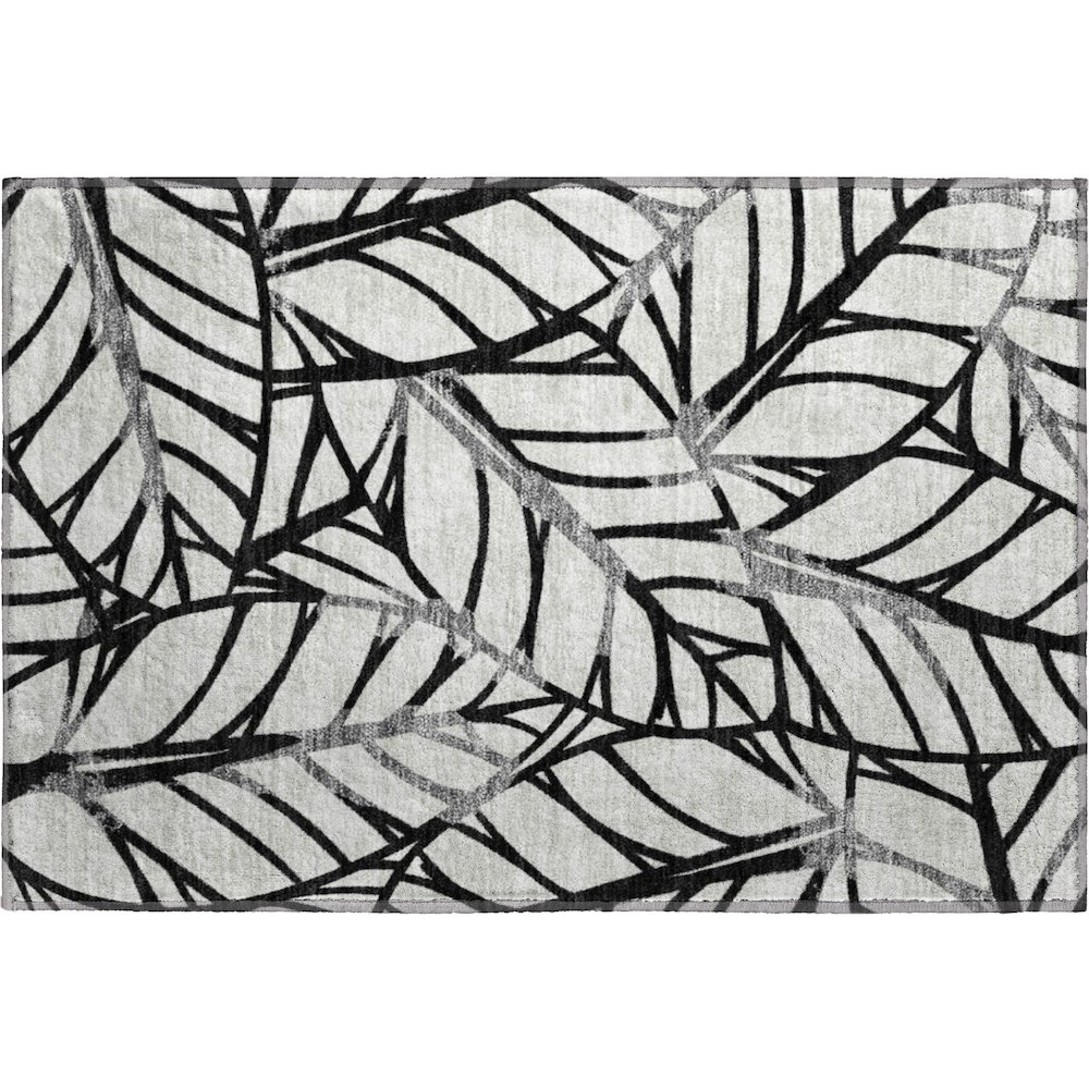 Premium Machine Washable Mayfield AMF741 Black 1'8" x 2'6" Rug. Picture 1
